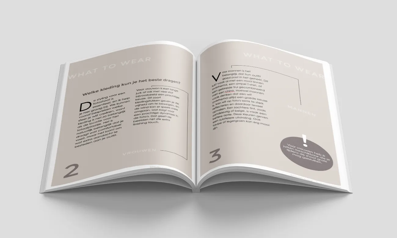 Styling Guide aanblik van de binnenzijde. Een hulp om de sfeer van je foto te bepalen.